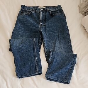 Reformation Deep Blue Straight Jeans 26 FITS 28"
